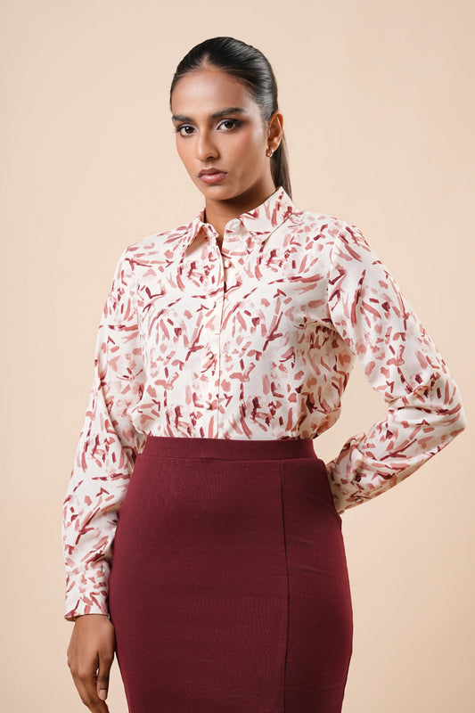 PRINTED LONG SLEEVE COLLAR SHIRT - 1769
