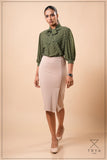 TIE-NECK VOLUME-SLEEVE BLOUSE - 1770
