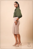 TIE-NECK VOLUME-SLEEVE BLOUSE - 1770