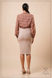 SPLIT V-NECK COLLAR BAND BLOUSE - 1773