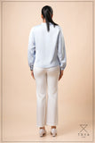 SPLIT V-NECK COLLAR BAND BLOUSE - 1751