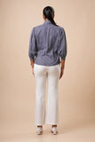 TIE-NECK VOLUME-SLEEVE BLOUSE - 1770