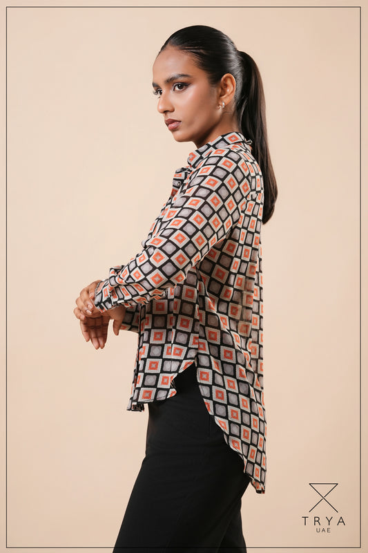 LONG SLEEVE HIGH-LOW SHIRT - 1772