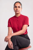 CHINESE COLLAR S/S BLOUSE - 1719