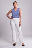 PRINT SLEEVELESS V-NECK BLOUSE - 1657
