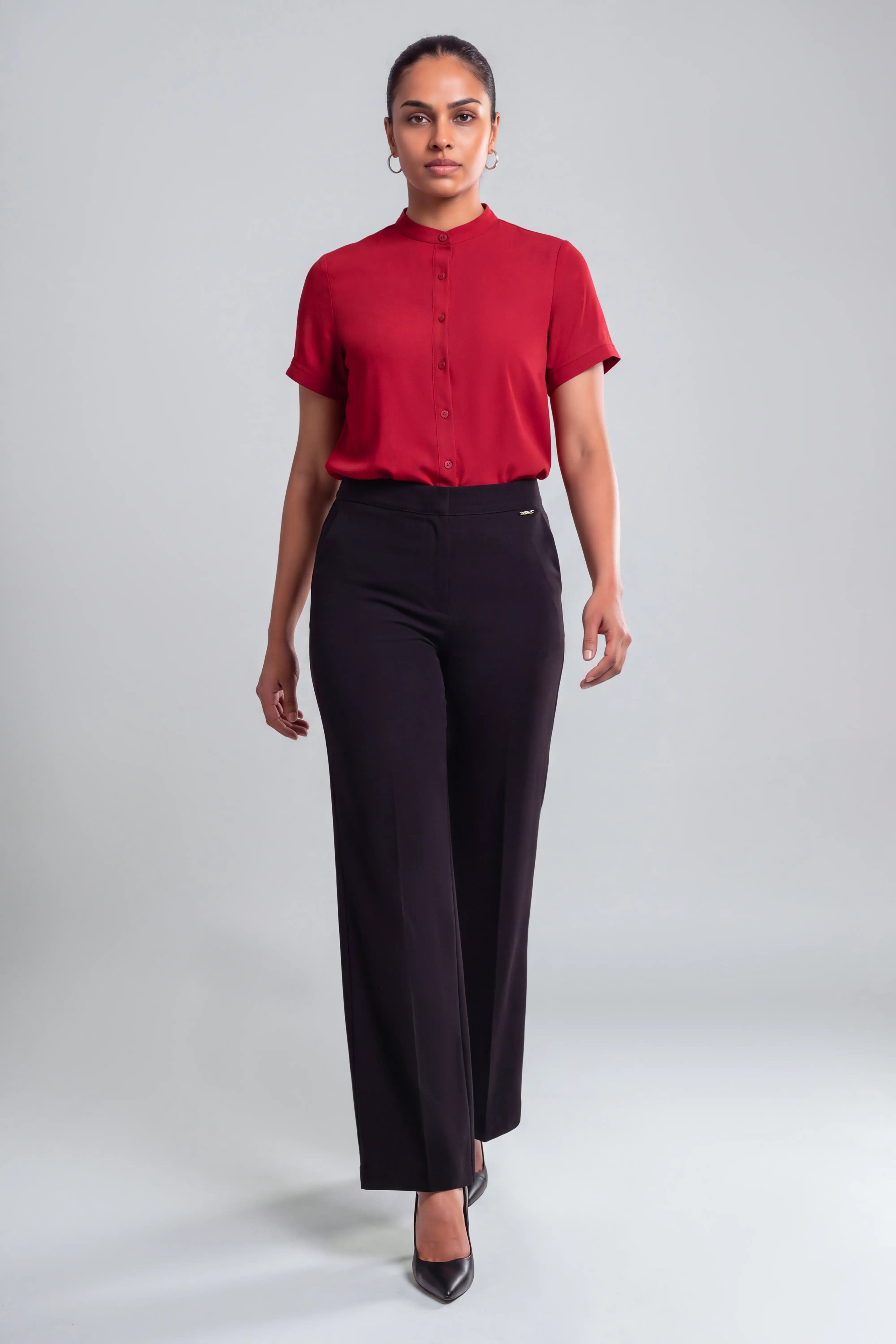 CHINESE COLLAR S/S BLOUSE - 1719